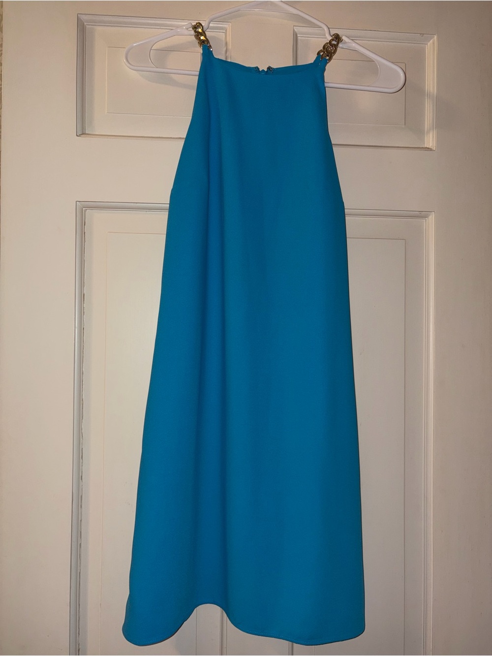 Lilly Pulitzer Bright Teal Halter Midi Dress with Gold Chain Straps